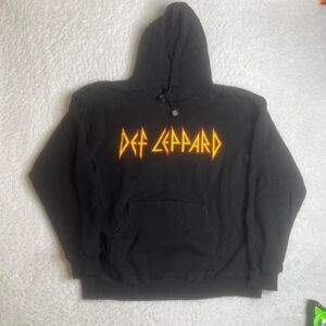 2002 Def leopard men's black hoodie‎ band giant tag rock & roll vintage L